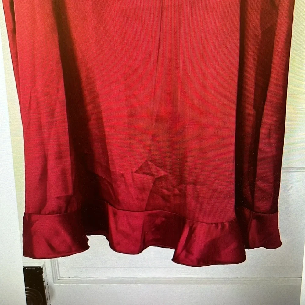 Agnes Orinda Women's 1X Satin Ruffle Trim Sleeveless Pleated Soft Nightgown NWT - Picture 5 of 9